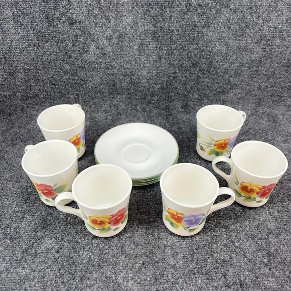 Vintage Corelle Summer Blush Corning Mug/Cup & Saucer Set of 6 - Picture 2 of 4